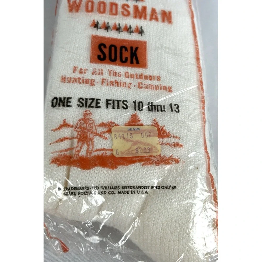 NEW Vintage Sears Ted Williams Woodsman Socks Sock Mens 10-13 Hunting Camping